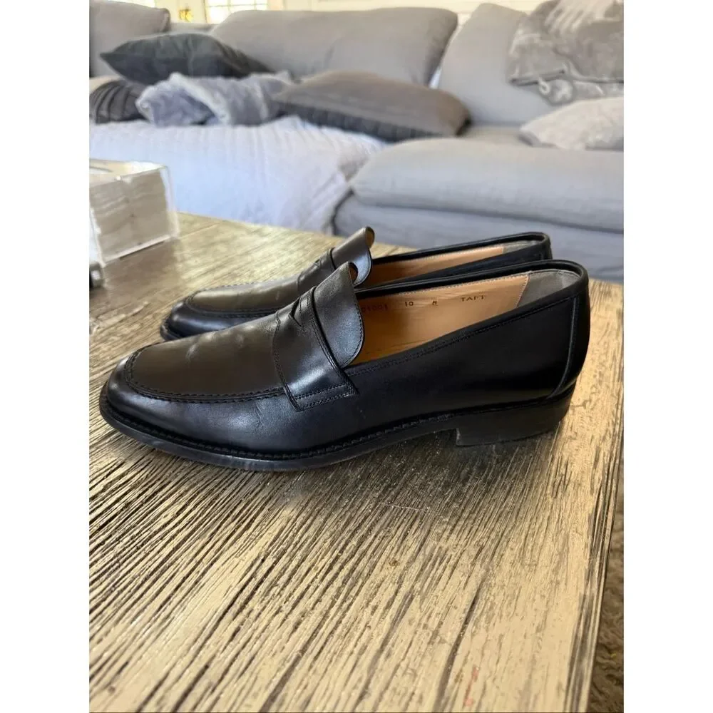 Bruno Magli Taft Black Leather Loafers Sz 10 Pristine